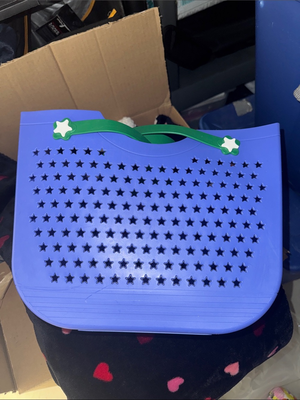 Target Purple Star-Pattern Tote with Green Handles